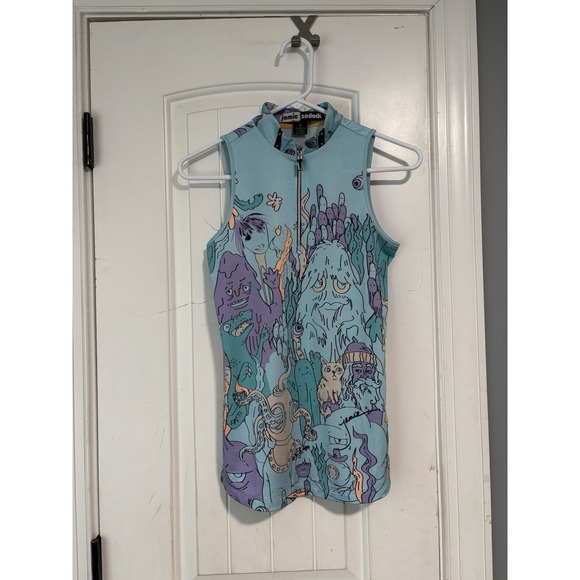 jamie sadock Tops - Jamie Sadock Monster Life Party Golf Shirt Womens XS Sleeveless 1/4 Zip Stretch